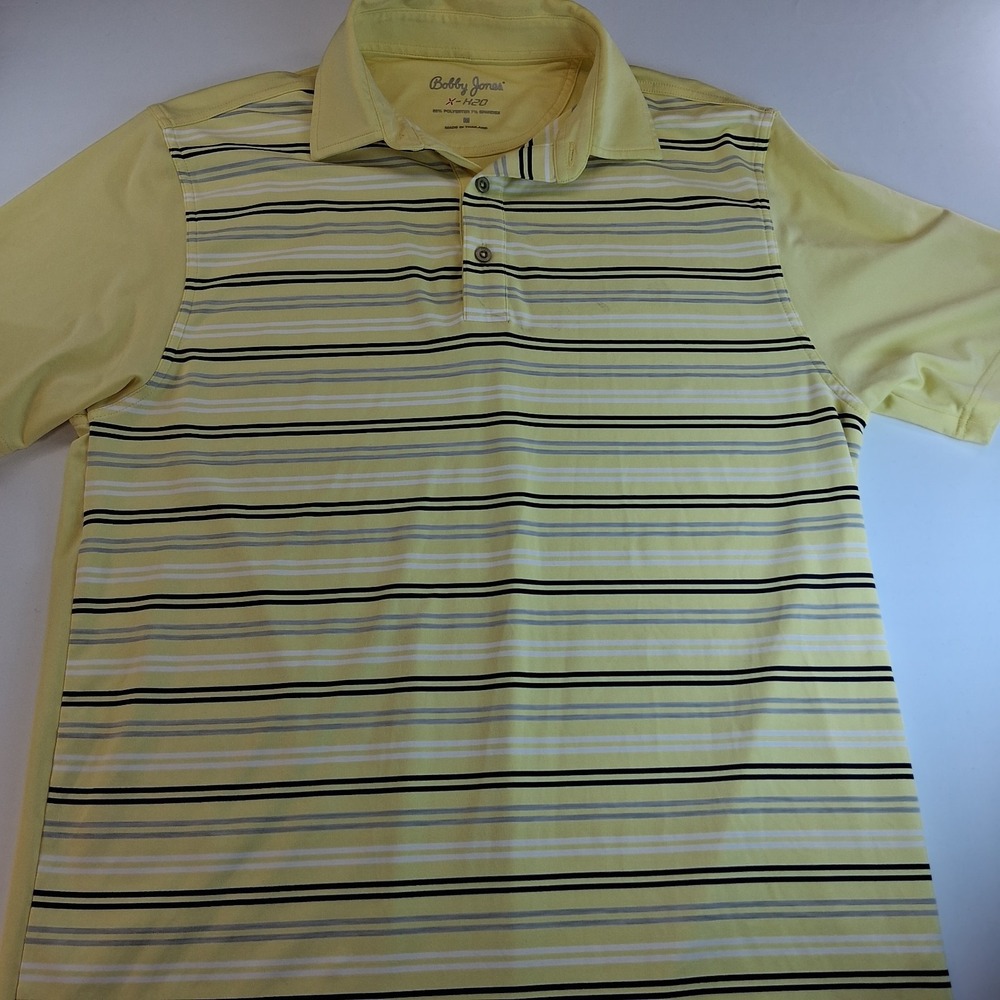 Bobby Jones X-H20 Men's Golf Polo Shirt Solid yellow striped Size Medium